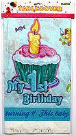 Скатертина "Моє 1-ше день народження", блакитна , 180*110 см, Скатерть "My 1st Birthday"