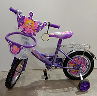 Детский двухколесный велосипед Mustang Принцесса 18 дюймов розовый с корзинкой