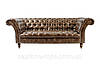 Диван 3х місний в англійському стилі MeBelle CHESTERFIELD 2,2 м у вітальню, кава з молоком світло-коричневий, фото 2