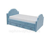 Ліжка дитячі підліткові односпальні AMILLA від MeBelle з ящиками, синій, блакитний велюр