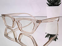 Компьютерные очки женские в платиковой пудровой прозрачной оправе Бежевый