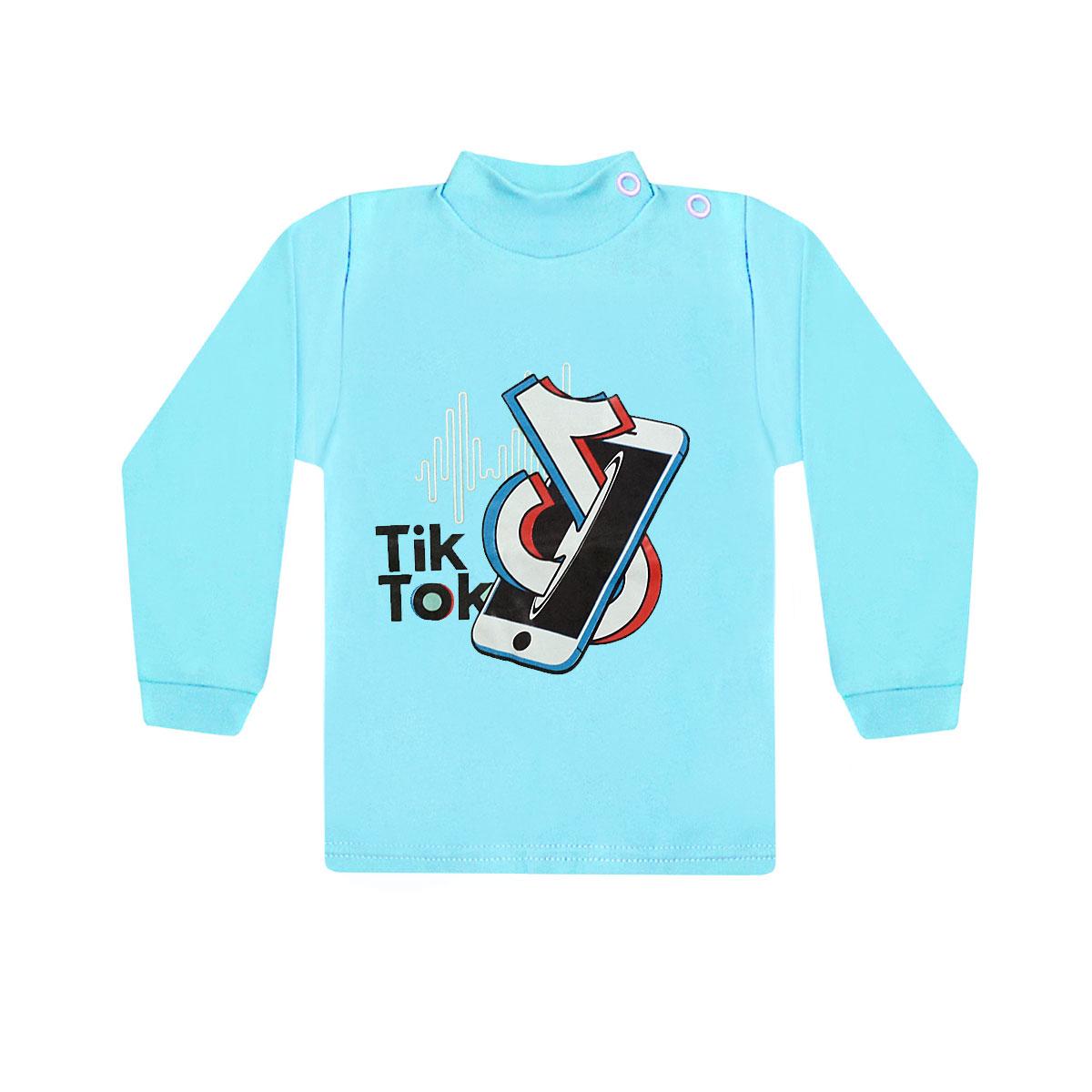 Однотонний дитячий джемпер із принтом Tik Tok для хлопчика інтерлок, фото 1