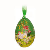 Яйцо 3,5 х 6 см декоративное подвесное пасхальное зелёное