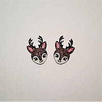 Патч декоративна серединка для бантиків і шпильок. Дрібний новорічний декор "Олень" 4, набір 2 шт.
