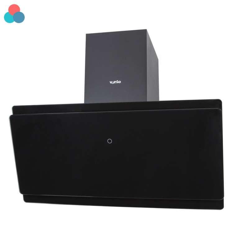 Чорна похила кухонна витяжка Ventolux TOSCANA 90 BK (1000) TRC MM, сенсорна з пультом ДУ, шириною 90 см, фото 1