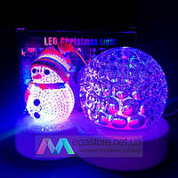 Новогодний светильник шар Снеговик светодиодный led лед диско вращающийся рождественский проектор настольный