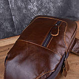 Сумка чоловіча шкіряна нагрудна. Сумка рюкзак на одне плече з натуральної шкіри Коричнева, фото 5