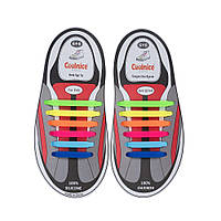 Комплект детских силиконовых шнурков Coolnice (радуга) - 12шт. в компл.