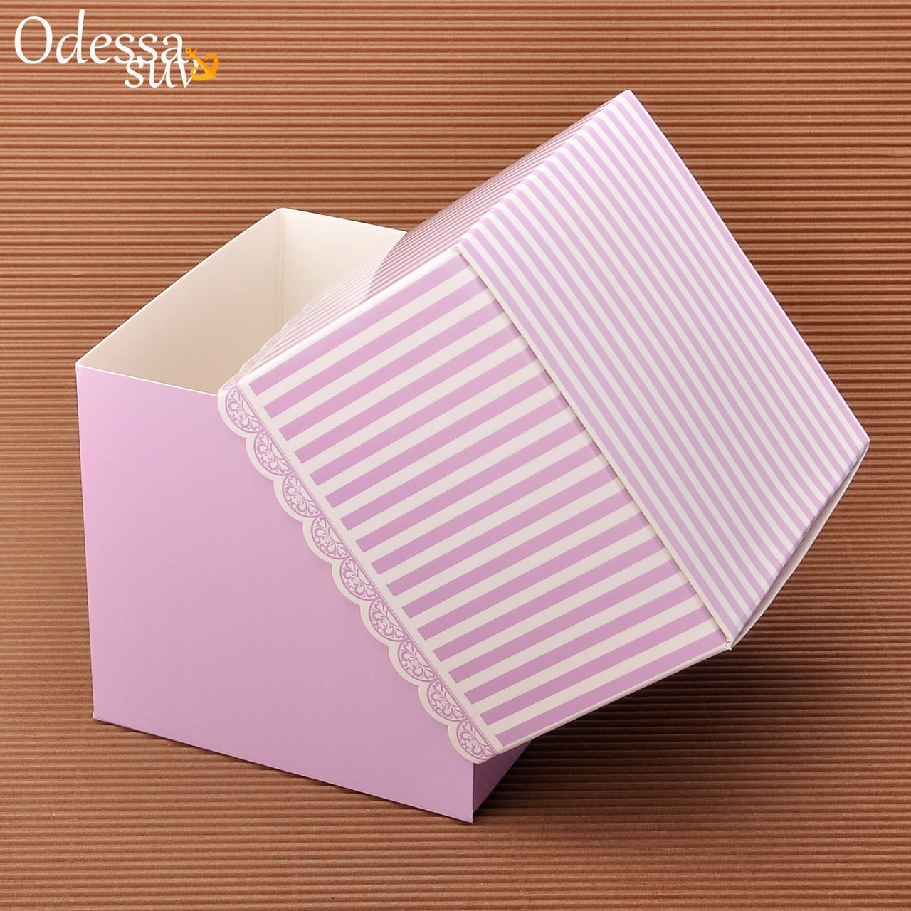 Упаковка для чашок картон з принтом (ажурна) фіолетова