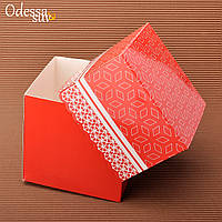 Упаковка для чашок ламінована з принтом (ажурна) червона