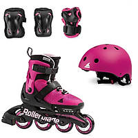 Комплект ролики защита шлем Rollerblade Microblade Girl Pink раздвижные для детей