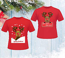 Парні футболки з принтом "Різдвяні олені" Push IT