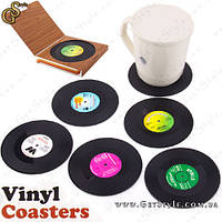 Подставки под кружки и бокалы в виде граммпластинок Vinyl Coasters 6 шт