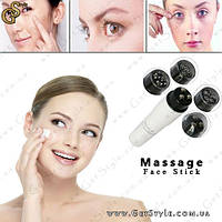 Массажёр для лица Face Massage Stick 4 насадки с батарейками