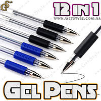 Набор гелиевых ручек Gel Pens 12 шт черные и синие