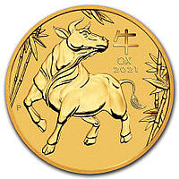 Золотая монета Австралии "Lunar III - Год Быка" 3,11 грамм 2021 г.