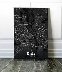 Картина карта міста, улюблене місто - Київ 60х90см