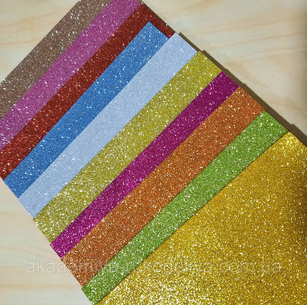 Глітерний фоаміран 2 мм 20 на 30 см набір 10 шт., фото 1