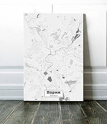 Картина карта міста, улюблене місто - Париж 60х90см