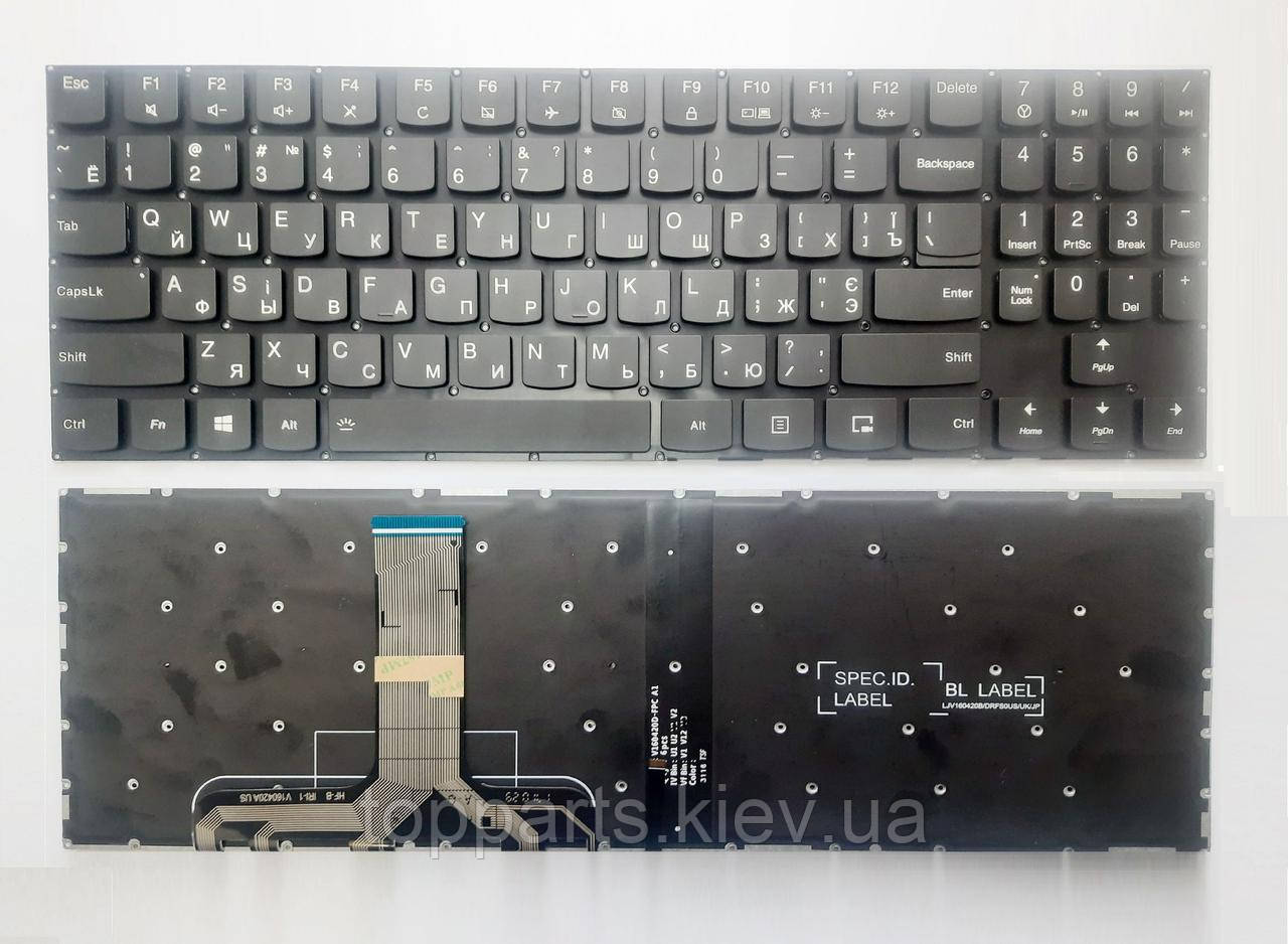 Клавіатура для ноутбуків Lenovo Legion Y520, Y530, Y540, Y720, R750 чорна, з підсвічуванням UA/RU/US