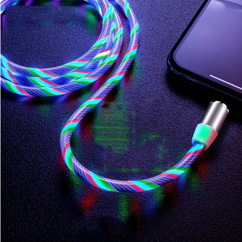 Магнітний світлодіодний кабель для заряджання iPhone шнур світний магнітний Lighting 1 м 2А сірий