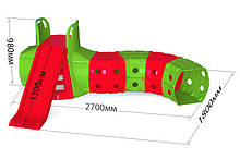 Гірка з тунелем для дітей Doloni 01470/3, червоно-зелена DOLONI-TOYS Гірка з Тунелем