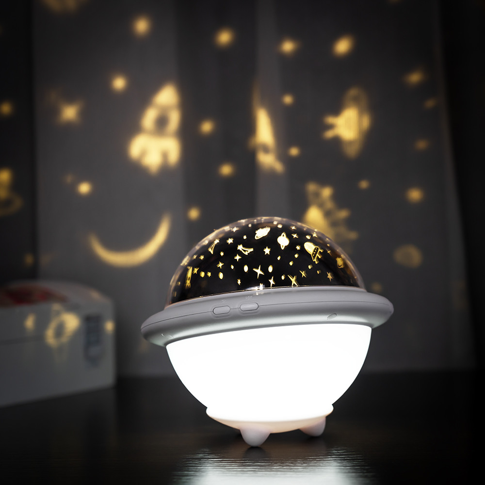 Проектор зоряного неба Losso - дитячий LED нічник проектор НЛО білого кольору
