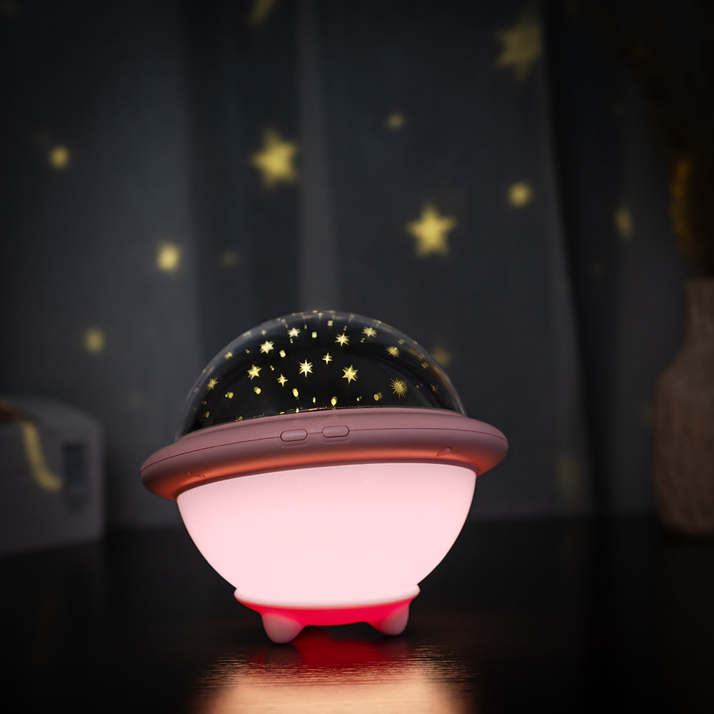 Проектор зоряного неба дитячий світильник LED нічник НЛО для дитячої спальні рожевий Losso, фото 1