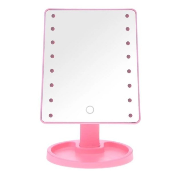 Столикове дзеркало з підсвіткою Large 16 LED Mirror 5308, рожеве.