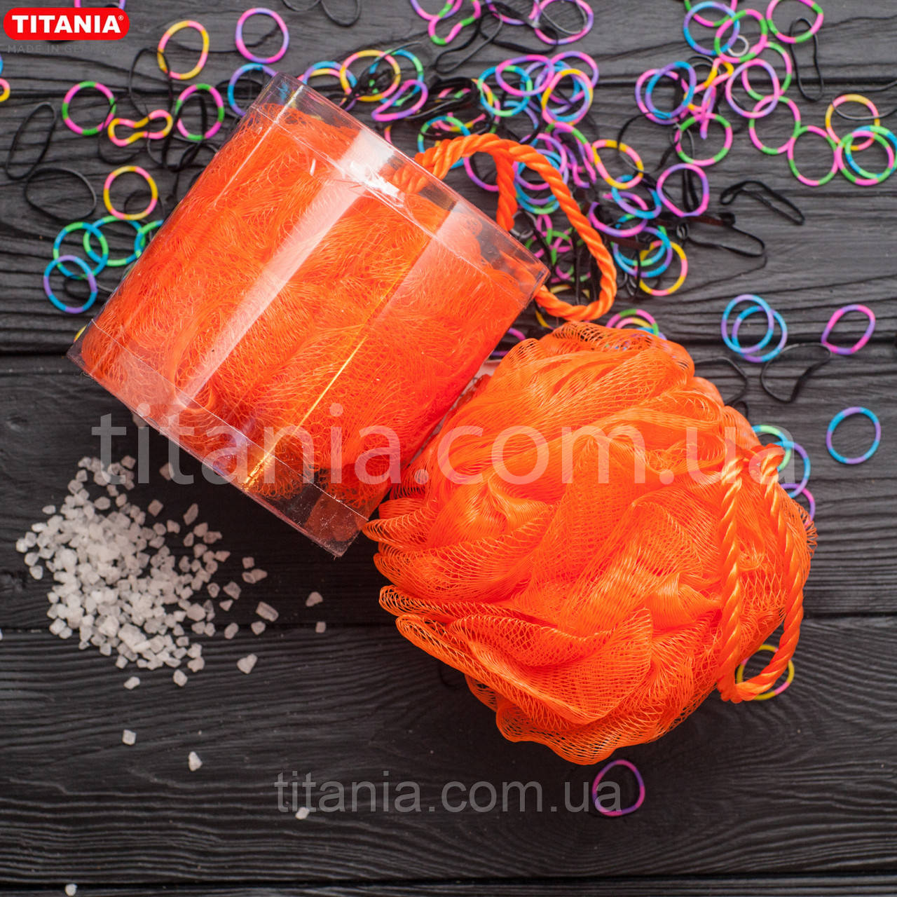 Губка банна бантик з синтетичних матеріалів в коробці Titania art.9107 BOX