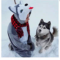 Пижама кигуруми собака Хаски детский и взрослый Кегуруми слип кенгуруми кингуруми комбинезон