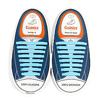 Силиконовые шнурки 8+8 стандарт Сoolnice (голубые) - 16шт/комплект