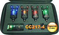 Carp Cruiser CC217-4 Набір електронних сигналізаторів покльовки 4+1 з світлодіодним підсвічуванням в кейсі
