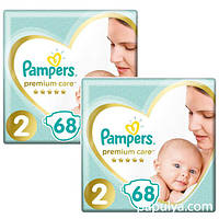 Подгузники Pampers Premium Care- New Baby 2( 136 шт/ 4-8 кг) памперс премиум