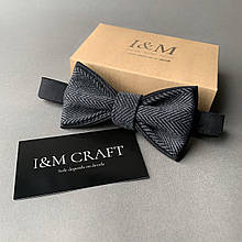 Краватка-метелик I&M Craft зворотної форми темно-сіра з принтом (0102004030)