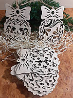 Набір ялинкових прикрас. Новорічний набір ялинкових іграшок із дерева 10 шт.