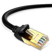 Патч-корд Ugreen NW107 прямой UTP сетевой кабель Ethernet Cat7 с RJ 45 (Черный, 5м)