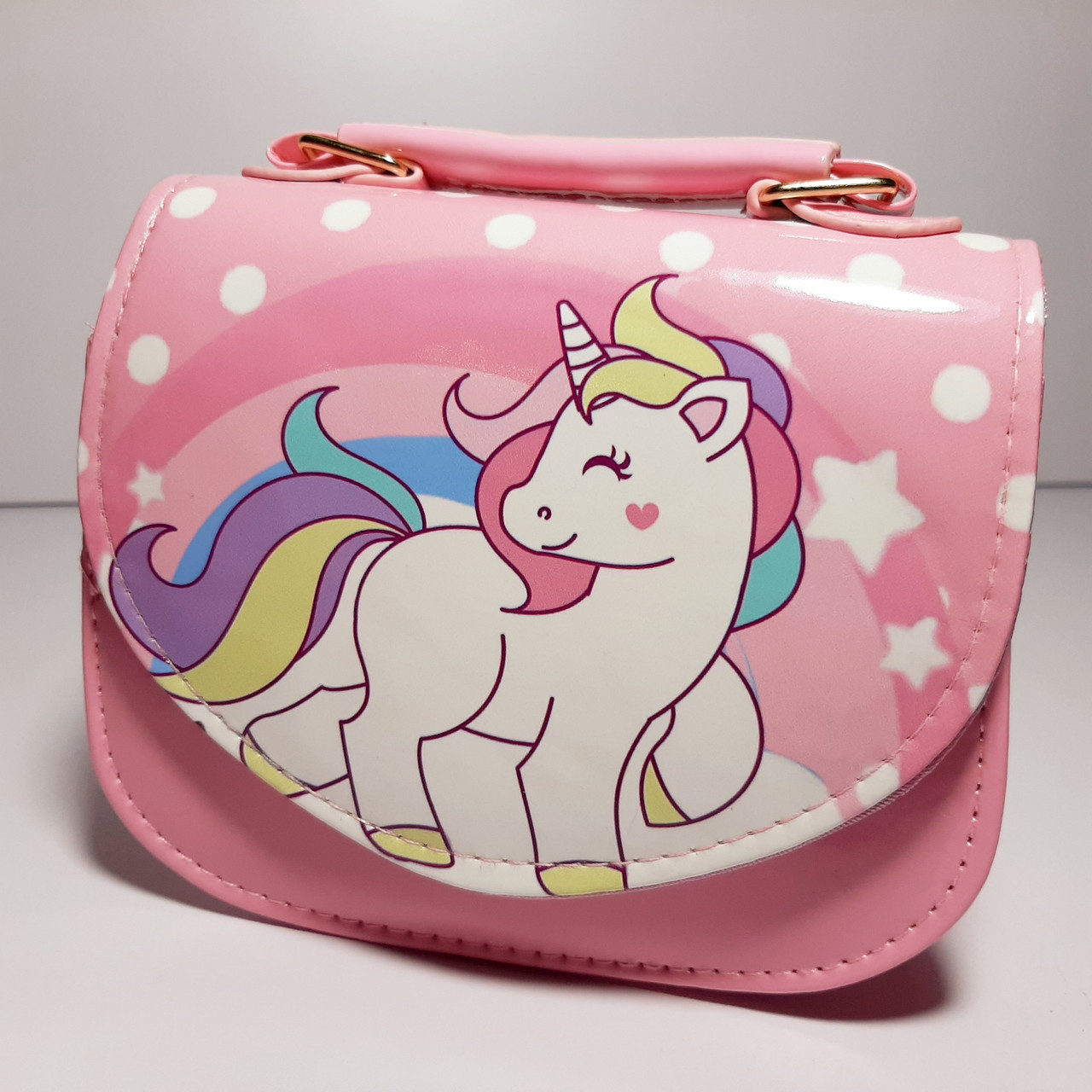 Сумка дитяча лакова Unicorn довга регульована ручка