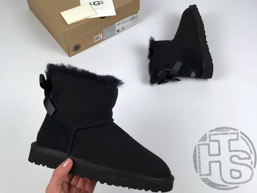 Жіночі угги UGG Mini Bailey Bow II Boot Black 1005062, фото 1