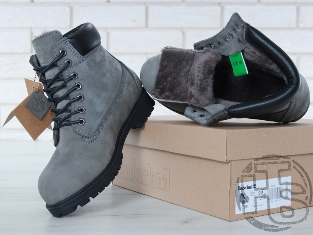 Жіночі черевики Timberland Classic Boots Gray Winter (с мехом)
