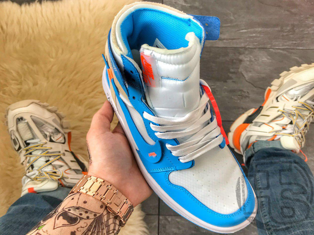 Кросівки чоловічі Air Jordan 1 Retro High Off-White University Blue AQ0818-148, фото 1