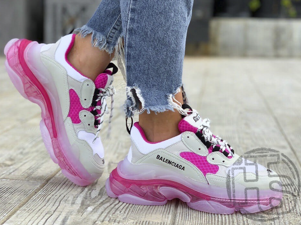 Жіночі кросівки Balenciaga Triple S Clear Sole White Pink 544351W09ON9025, фото 1