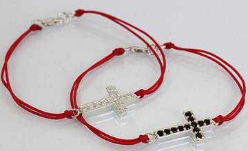 Браслет серебряный крестик на нитке