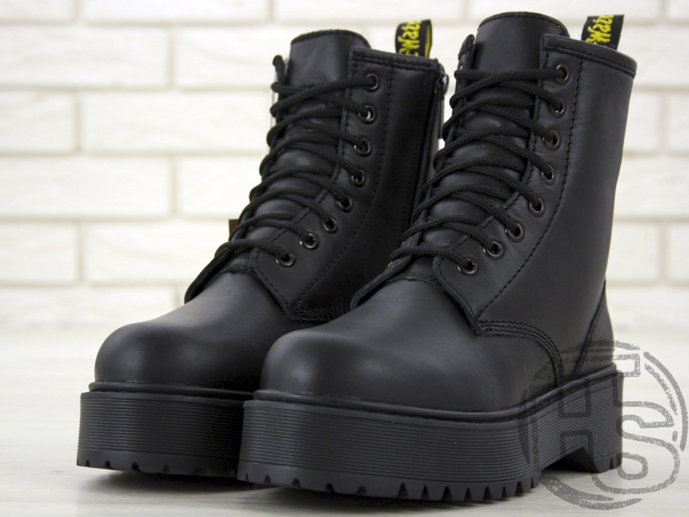 Черевики жіночі Dr.Martens Jadon Mono Total Black Boots (з хутром), фото 1