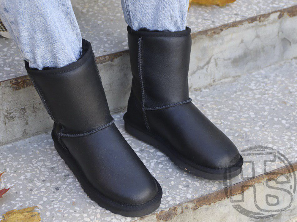 Жіночі черевики UGG Classic Short Leather Boot Black 1016559, фото 1