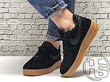 Жіночі кросівки Nike Air Force 1 Low Suede Black Gum (с мехом) AA0287-002, фото 6