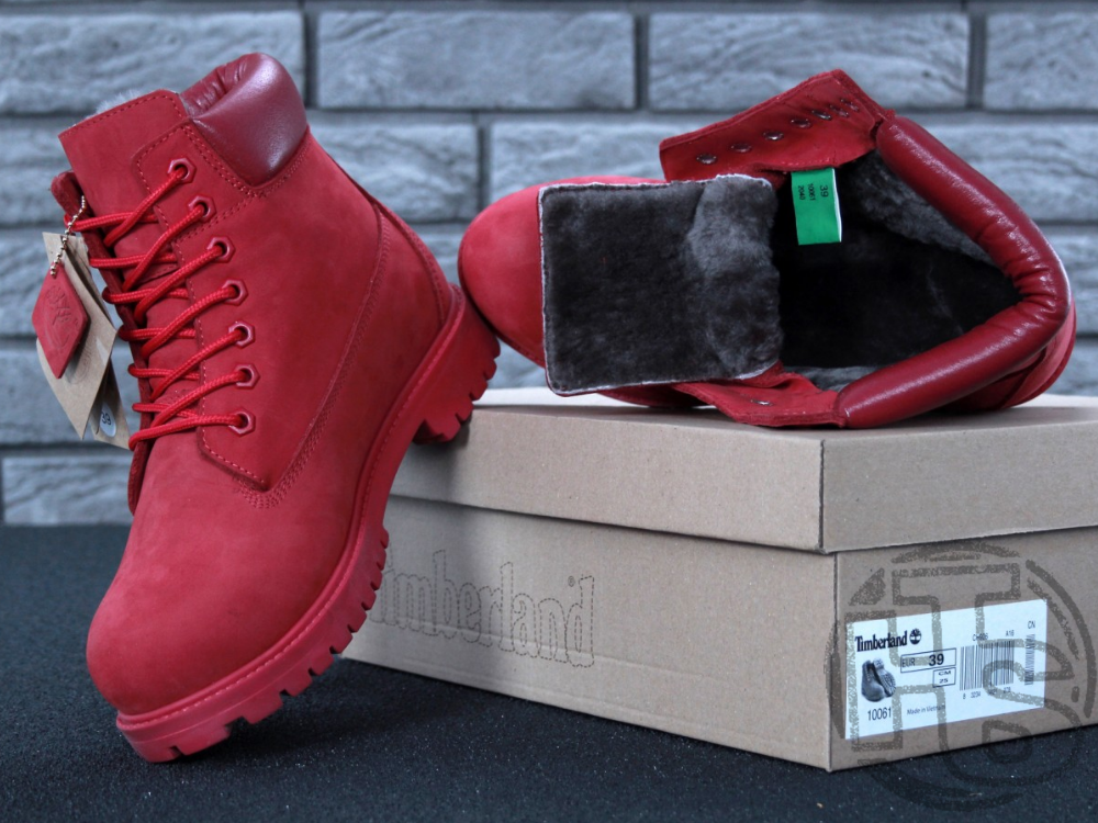 Жіночі черевики Timberland Classic Boots Bordo Winter (с мехом), фото 1