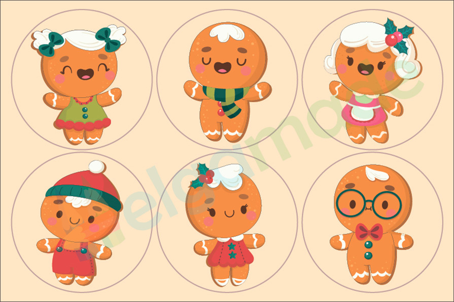 Фетр з принтом ПРЯНИЧНІ ЧОЛОВІЧКИ, 20x30 см, китайський м'який 1 мм, фото 1