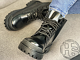 Жіночі черевики Balenciaga Strike Lace-Up Boot Black 589338WA9601000 (лак), фото 8