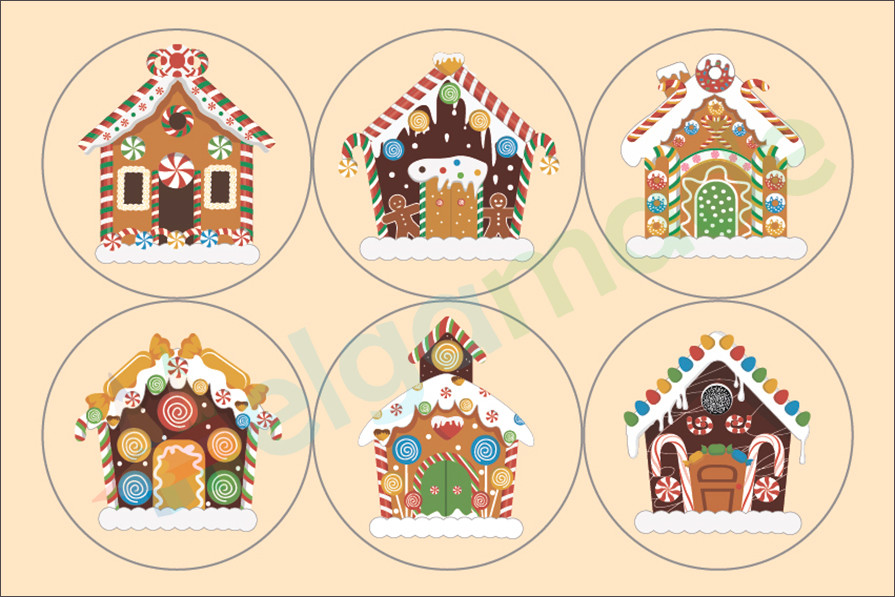 Фетр з принтом ПРЯНИЧНІ БУДИНОЧКИ, 20x30 см, китайський м'який 1 мм, фото 1